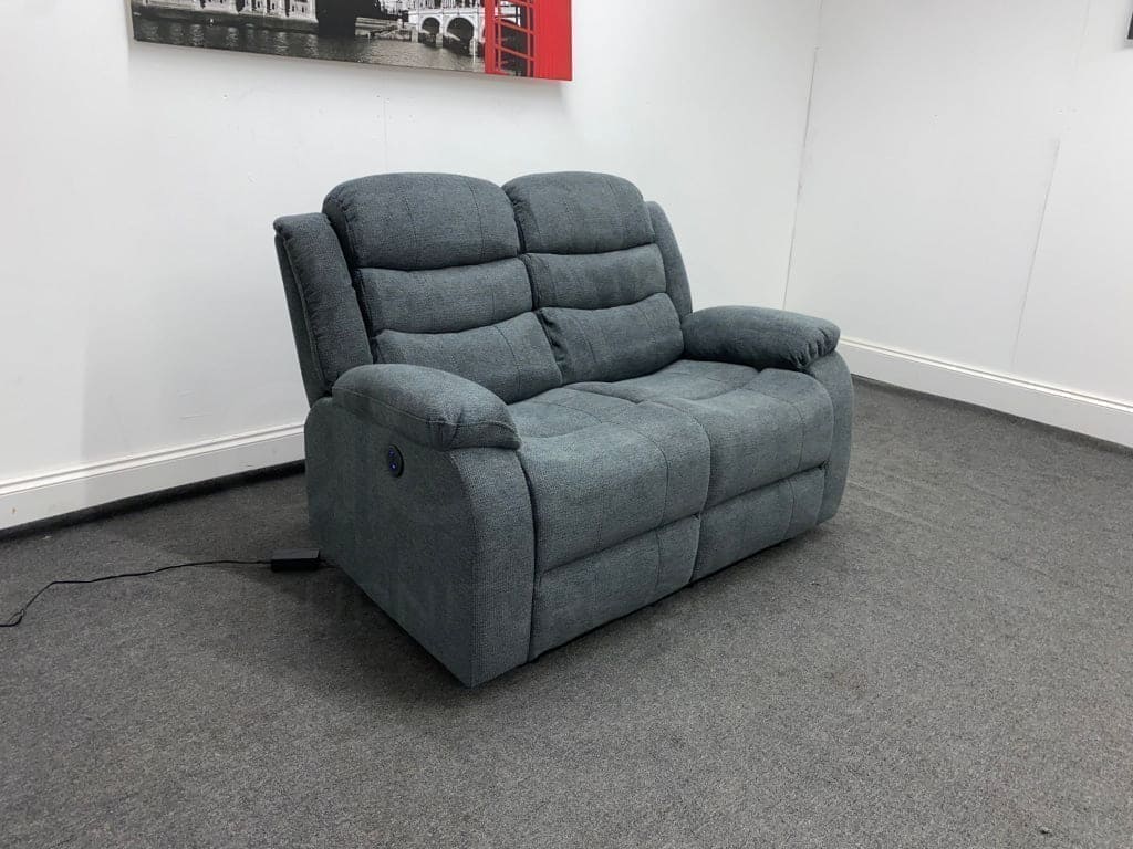 Lawson Dark Grey Fabric 2 Seater Electric / Power Recliner Sofa