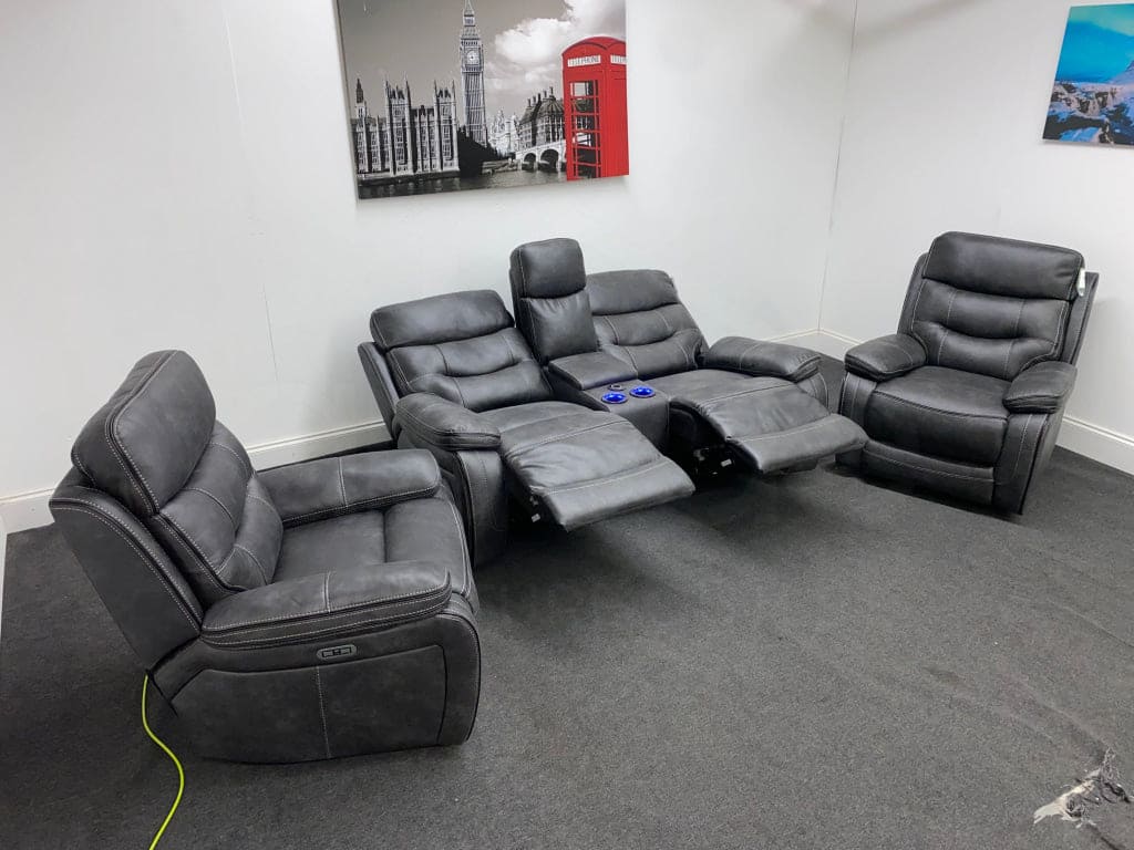 Limited Time Offer! New Vinson Express Smart 2 - 1 - 1 Tech Fabric Recliner Sofa Set Sofas