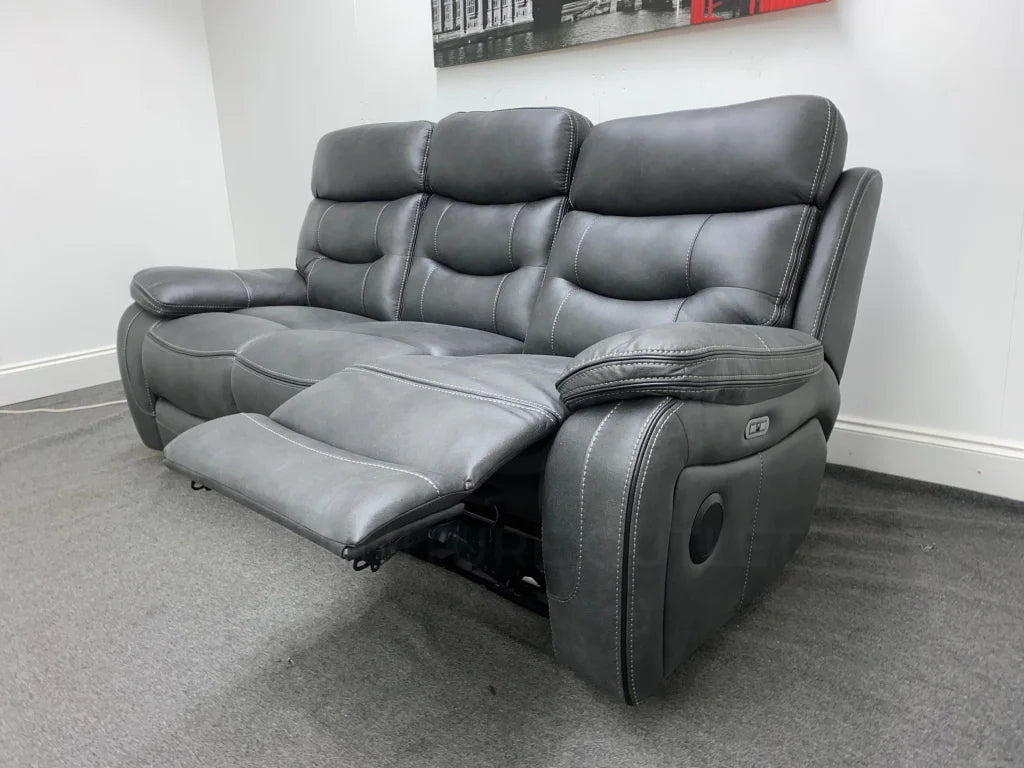 Limited Time Offer! New Vinson Express Smart Tech 3 Seater Fabric Power Recliner Sofa Sofas