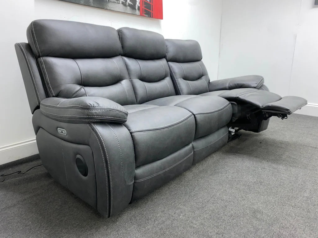 Limited Time Offer! New Vinson Express Smart Tech 3 Seater Fabric Power Recliner Sofa Sofas