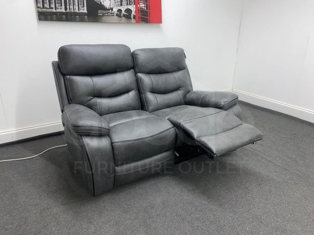 Limited Time Offer! New Vinson Express Smart Tech Grey Fabric Power Recliner 3 + 2 Seater Bundle