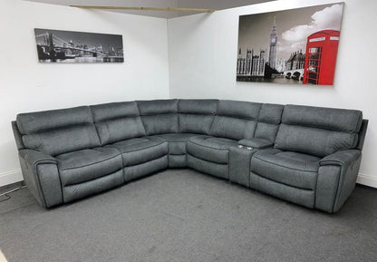 Limited Time Offer! Portebello Electric Recliner Grey Fabric Corner Sofa Sofas