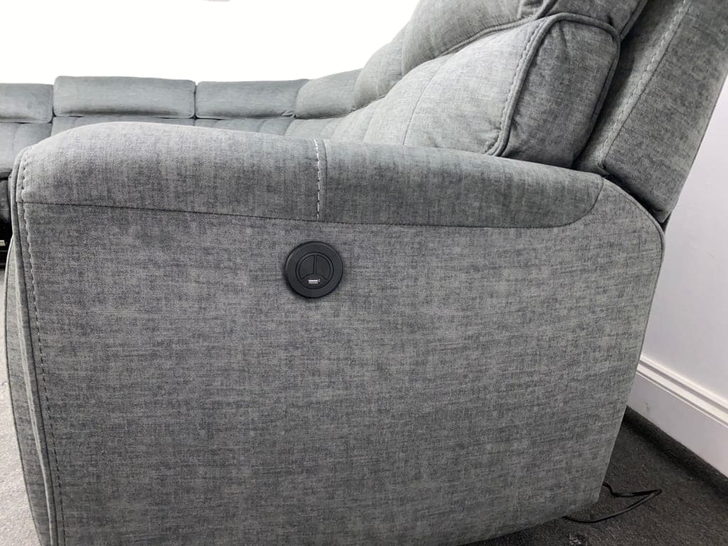 Limited Time Offer! Portebello Electric Recliner Grey Fabric Corner Sofa Sofas