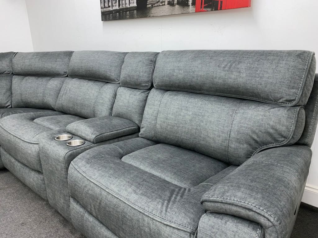 Limited Time Offer! Portebello Electric Recliner Grey Fabric Corner Sofa Sofas