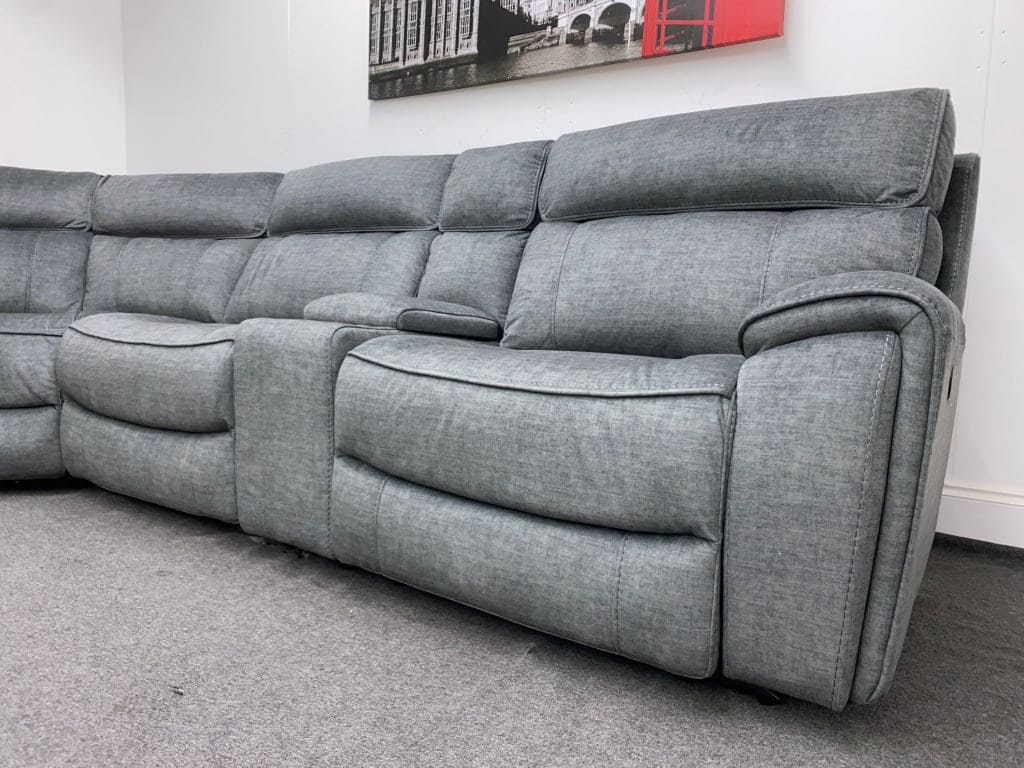 Limited Time Offer! Portebello Electric Recliner Grey Fabric Corner Sofa Sofas
