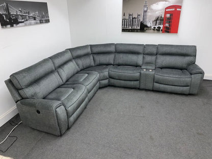 Limited Time Offer! Portebello Electric Recliner Grey Fabric Corner Sofa Sofas