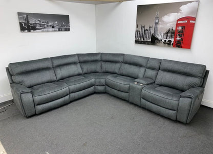 Limited Time Offer! Portebello Electric Recliner Grey Fabric Corner Sofa Sofas