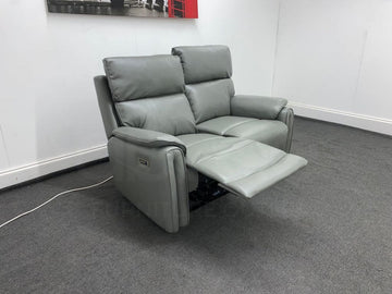 Supreme Power Recliner Grey Leather 2 Seater Sofa Sofas