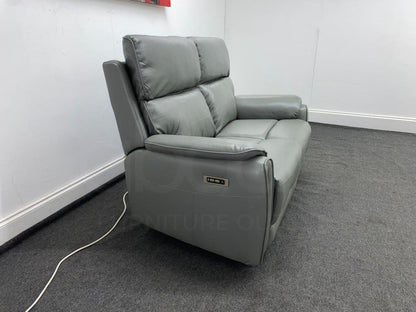 Supreme Power Recliner Grey Leather 2 Seater Sofa Sofas
