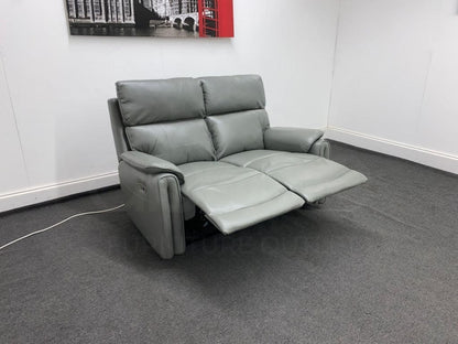 Supreme Power Recliner Grey Leather 2 Seater Sofa Sofas
