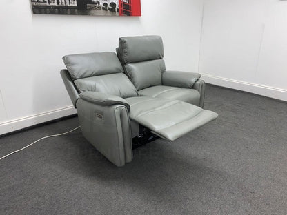 Supreme Power Recliner Grey Leather 2 Seater Sofa Sofas