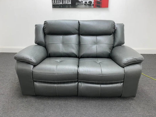 Parker Electric Recliner Grey Leather 2 Seater Sofa Sofas