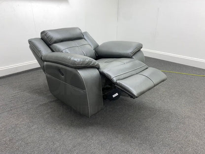 Parker Electric Recliner Grey Leather Chair Sofas