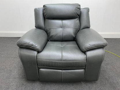 Parker Electric Recliner Grey Leather Chair Sofas