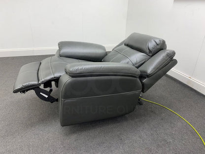 Parker Electric Recliner Grey Leather Chair Sofas