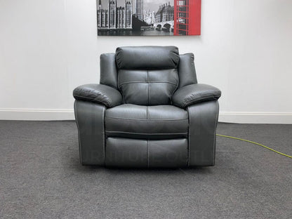 Parker Electric Recliner Grey Leather Chair Sofas