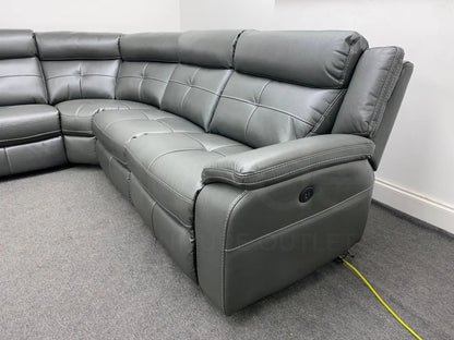 Parker Electric Recliner Grey Leather Corner Sofa Sofas