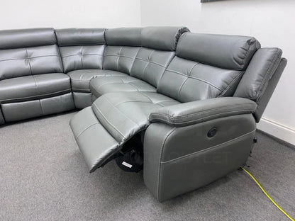 Parker Electric Recliner Grey Leather Corner Sofa Sofas