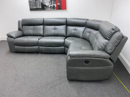 Parker Electric Recliner Grey Leather Rhf Corner Sofa Sofas