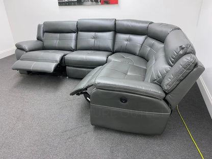 Parker Electric Recliner Grey Leather Rhf Corner Sofa Sofas