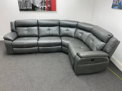 Parker Electric Recliner Grey Leather Rhf Corner Sofa Sofas