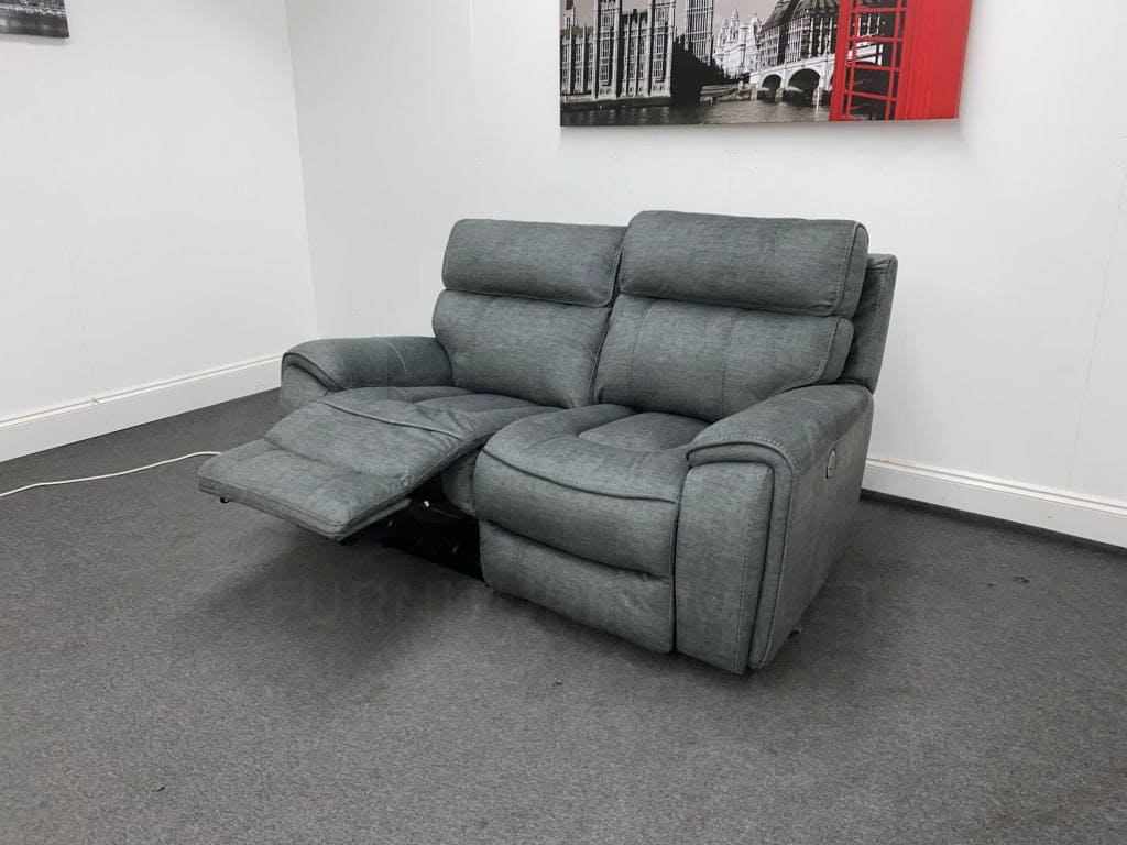 Portebello Electric Recliner Grey Fabric 2 Seater Sofa Sofas