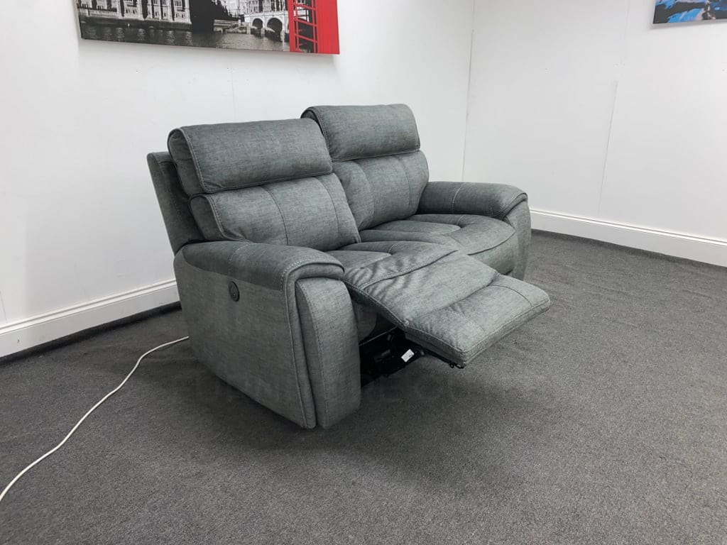 Portebello Electric Recliner Grey Fabric 2 Seater Sofa Sofas