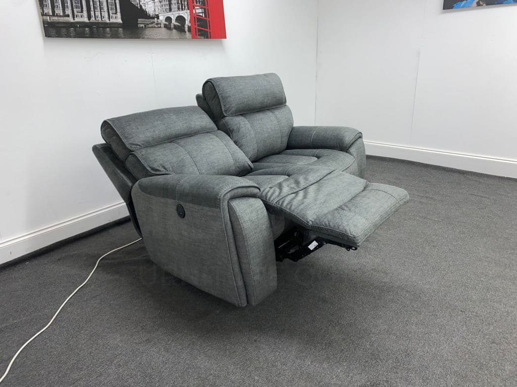Portebello Electric Recliner Grey Fabric 2 Seater Sofa Sofas