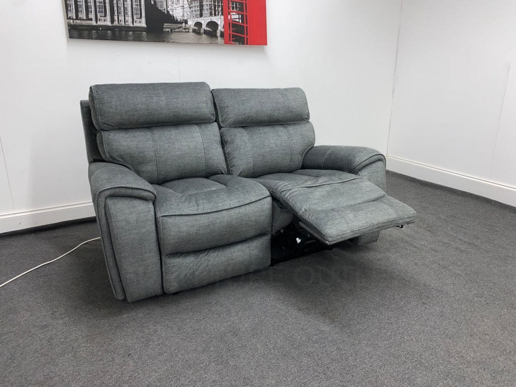 Portebello Electric Recliner Grey Fabric 2 Seater Sofa Sofas