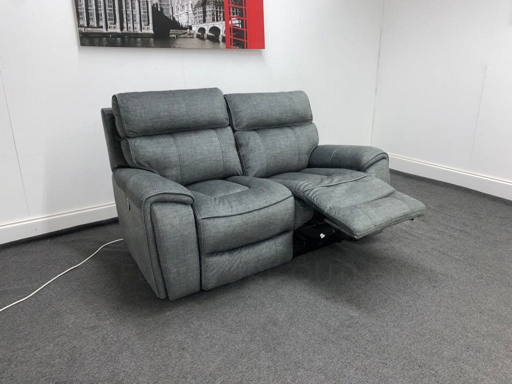 Portebello Electric Recliner Grey Fabric 2 Seater Sofa Sofas