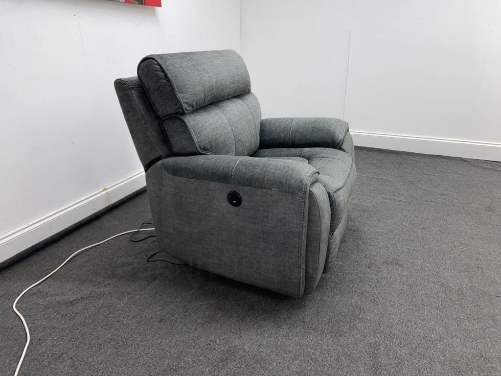 Portebello Electric Recliner Grey Fabric Armchair Sofa Sofas