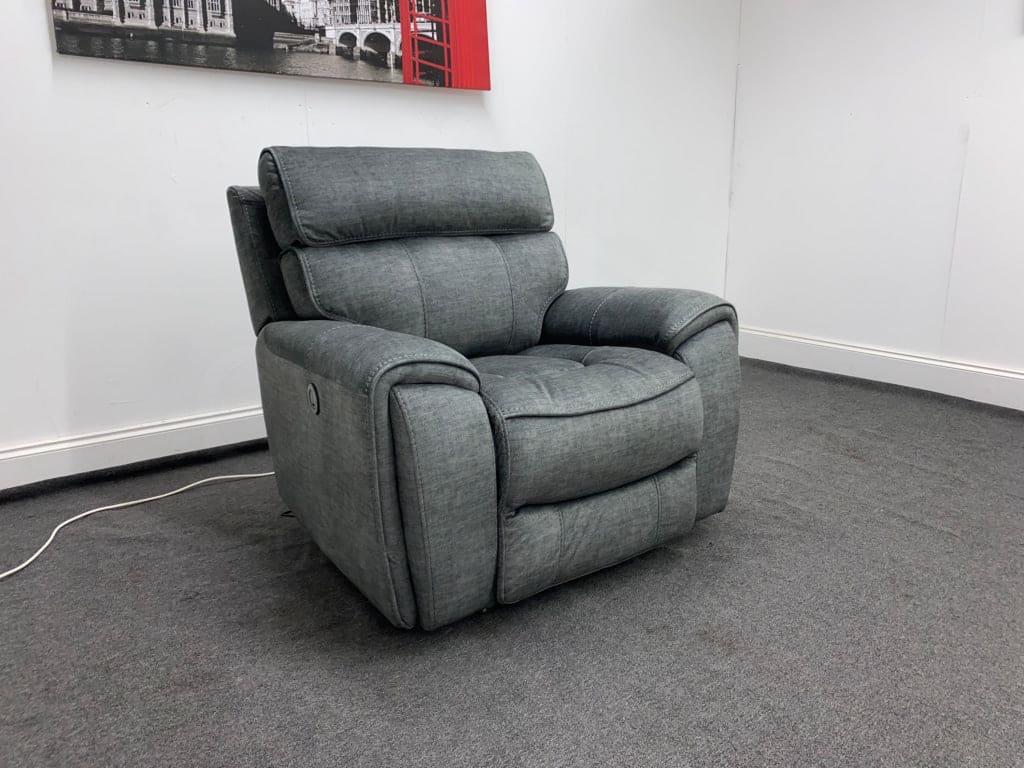 Portebello Electric Recliner Grey Fabric Armchair Sofa Sofas