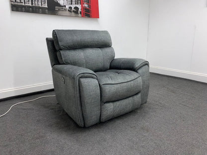 Portebello Electric Recliner Grey Fabric Armchair Sofa Sofas