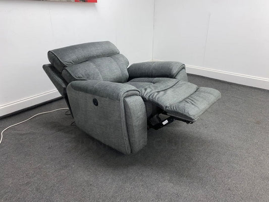 Portebello Electric Recliner Grey Fabric Armchair Sofa Sofas