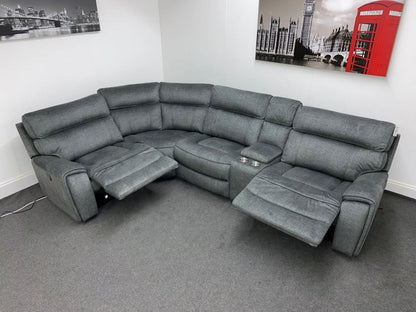 Portebello Lhf Electric Recliner 4 Seater Grey Fabric Corner Sofa Sofas
