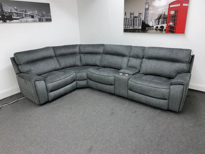 Portebello Lhf Electric Recliner 4 Seater Grey Fabric Corner Sofa Sofas