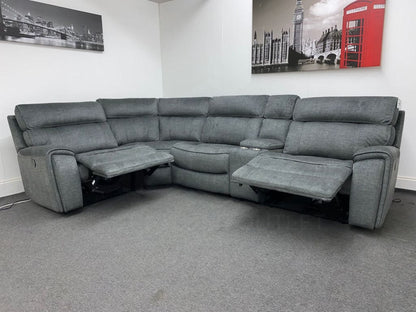 Portebello Lhf Electric Recliner 4 Seater Grey Fabric Corner Sofa Sofas