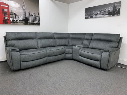 Portebello Rhf Electric Recliner 4 Seater Grey Fabric Corner Sofa Sofas