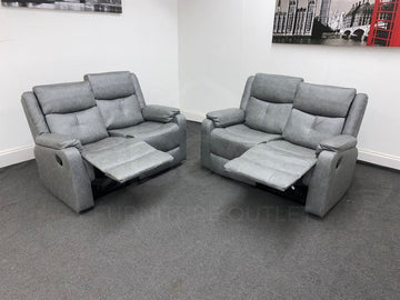 Endurance Janus Grey Fabric Reclining 2 + 2 Seater Sofa Set Sofas