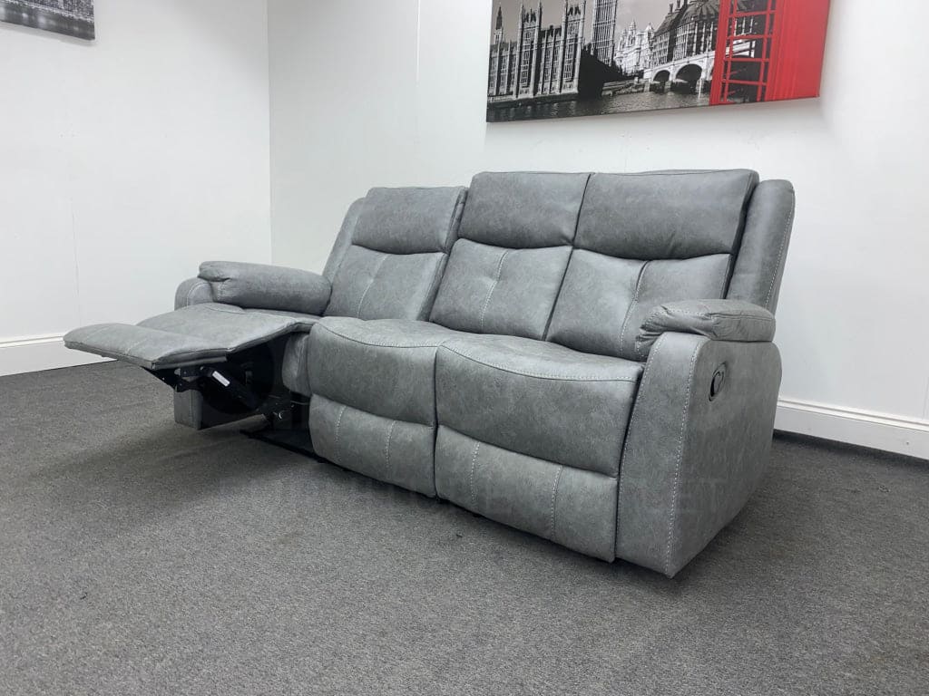 Endurance Janus Grey Fabric Reclining 3 Seater Sofa Sofas