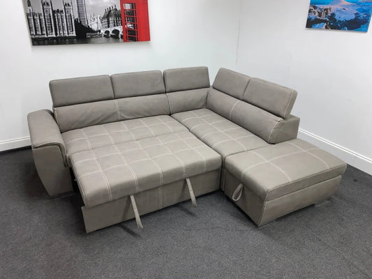 Sophia Fabric Rhf Corner Sofa Bed With Storage Footstool Sofas