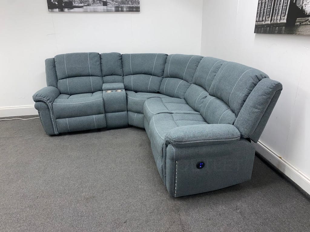 “Finsbury Express’ Grey Fabric Electric Recliner Lhf Modular Corner Sofa Sofas