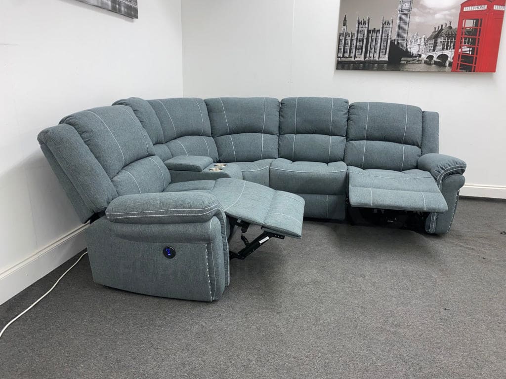 “Finsbury Express’ Grey Fabric Electric Recliner Lhf Modular Corner Sofa Sofas
