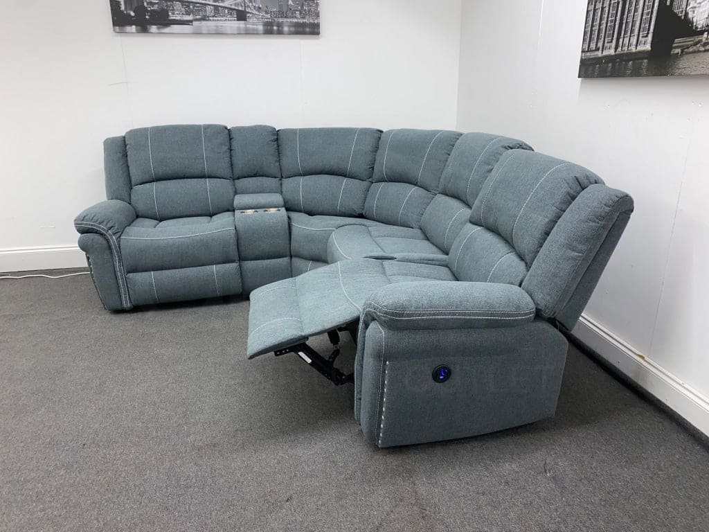 “Finsbury Express’ Grey Fabric Electric Recliner Lhf Modular Corner Sofa Sofas