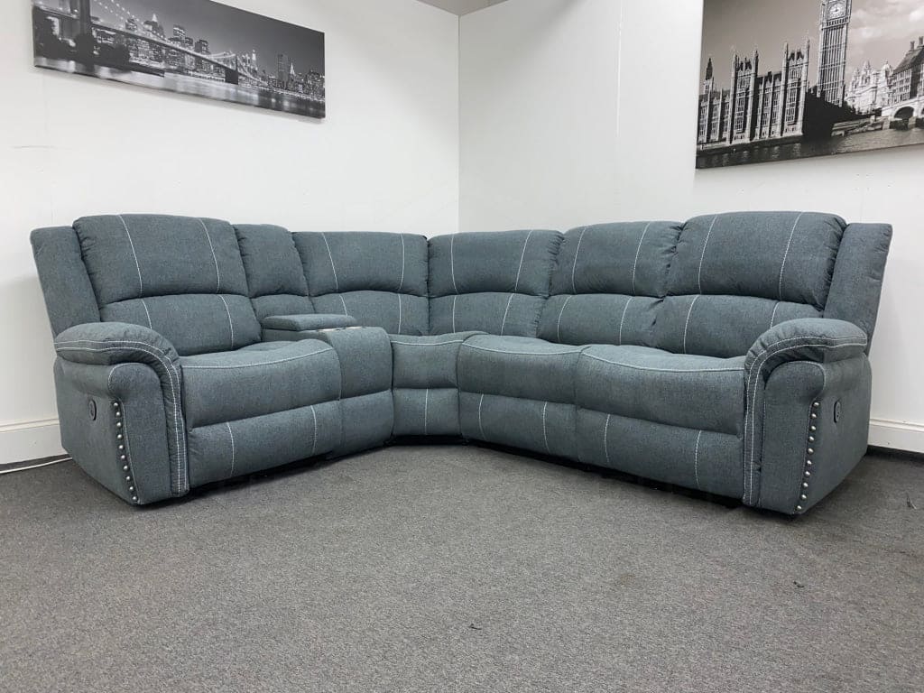 “Finsbury Express’ Grey Fabric Electric Recliner Lhf Modular Corner Sofa Sofas