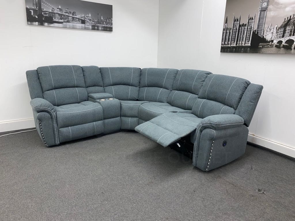 “Finsbury Express’ Grey Fabric Electric Recliner Lhf Modular Corner Sofa Sofas