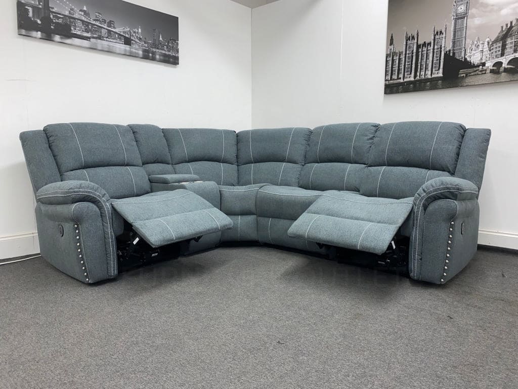 “Finsbury Express’ Grey Fabric Electric Recliner Lhf Modular Corner Sofa Sofas