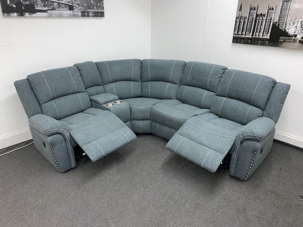 “Finsbury Express’ Grey Fabric Electric Recliner Lhf Modular Corner Sofa Sofas