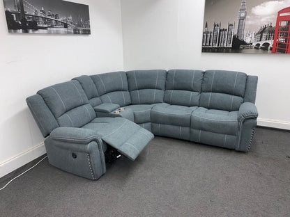 “Finsbury Express’ Grey Fabric Electric Recliner Lhf Modular Corner Sofa Sofas