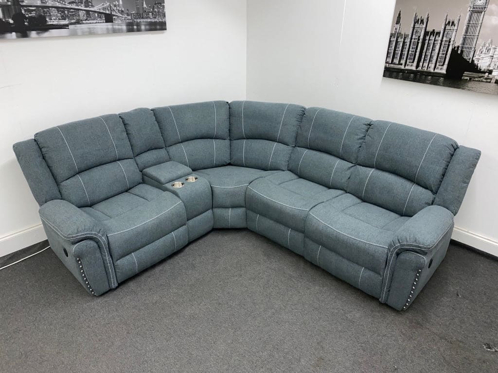 “Finsbury Express’ Grey Fabric Electric Recliner Lhf Modular Corner Sofa Sofas